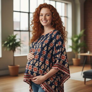 Shein Curve Blouse Womens 3XL Boho Festival Floral Handkerchief Plus Size Top